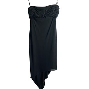 David Meister Y2K Milkmade Chiffon Black Asymmetrical Hem Cocktail Goth Dress 4